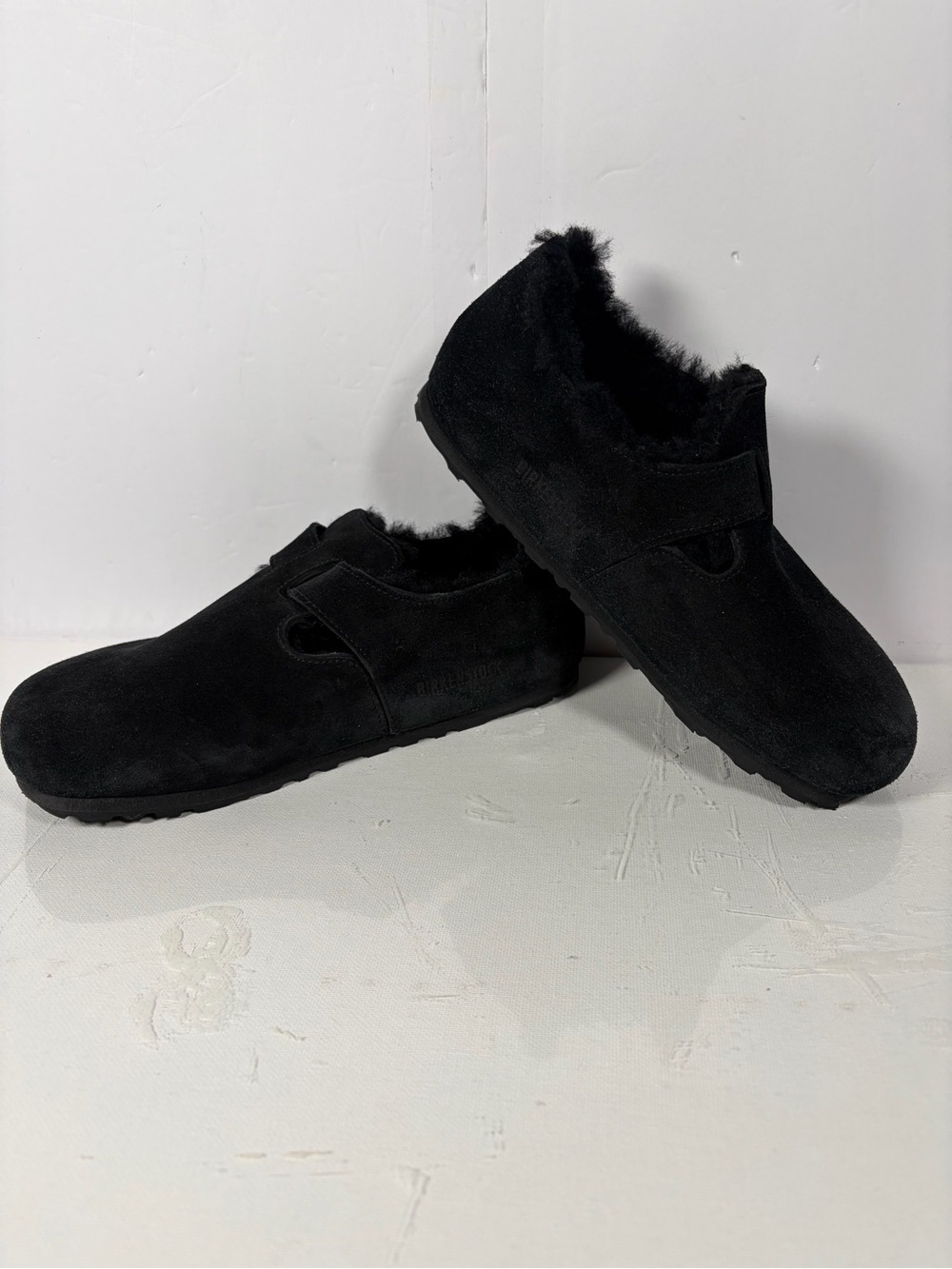 Birkenstock Boston Shearling Black Suede Clogs EU 37 US 6-6.5 Fur Lined - Picture 2 of 10